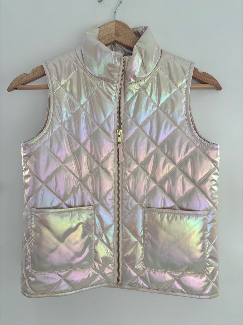 Crewcuts Iridescent Quilted Vest - Pearl Pink Sheen